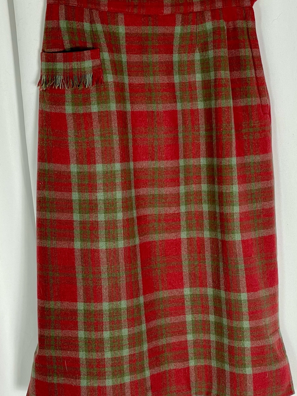Vintage 60s Red Plaid Wool Skirt